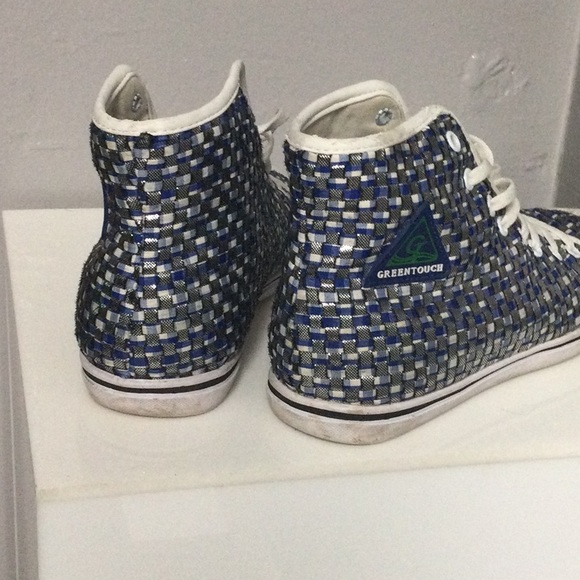 GREENTOUCH blue, white, and shimmery silver weave high tops 6 1/2 - Picture 4 of 5